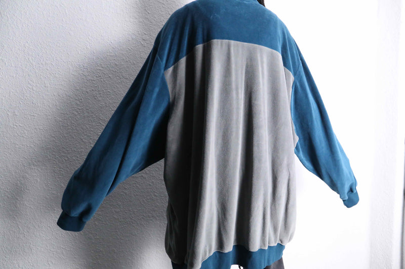 "KING SIZE" bi-color loose velours track jacket