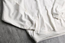 ivory henley neck cotton denim hoodie