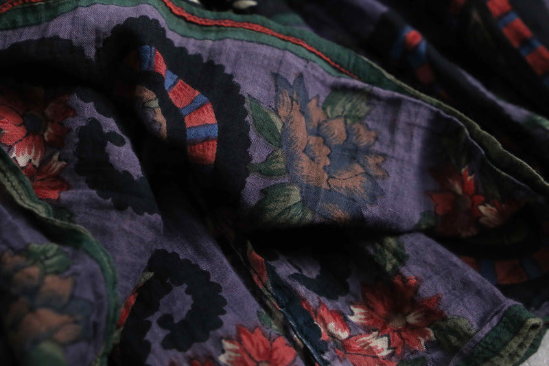 ethnic flower design pleats easy skirt