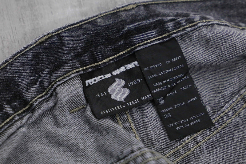 black wide denim pants