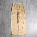 “DKNY JEANS” golden satin wide straight cargo pants