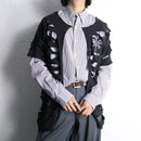 "Re:make" damaged layered stripe shirt