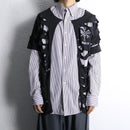 "Re:make" damaged layered stripe shirt