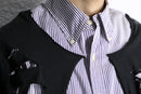 "Re:make" damaged layered stripe shirt