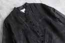 black sheer silk embroidered china shirt