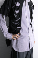 "Re:make" damaged layered stripe shirt
