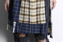 "Re:make" many check docking wrap layered skirt