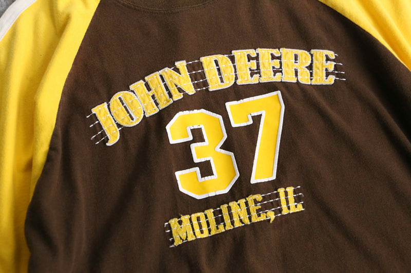 brown×yellow raglan tee