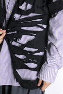 "Re:make" damaged layered stripe shirt