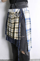 "Re:make" many check docking wrap layered skirt