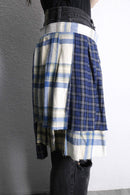 "Re:make" many check docking wrap layered skirt