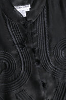 black sheer silk embroidered china shirt
