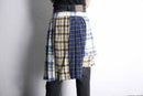 "Re:make" many check docking wrap layered skirt