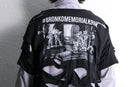 "Re:make" damaged layered stripe shirt