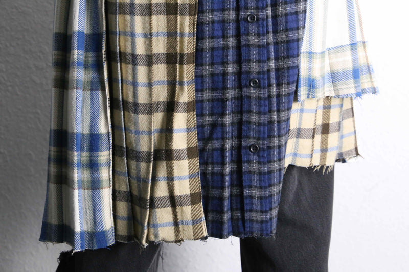 "Re:make" many check docking wrap layered skirt