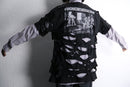 "Re:make" damaged layered stripe shirt