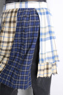 "Re:make" many check docking wrap layered skirt