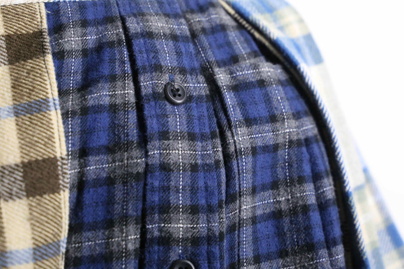 "Re:make" many check docking wrap layered skirt