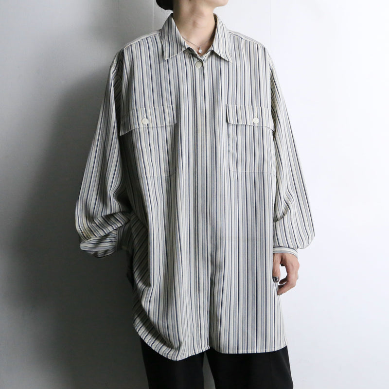 random stripe loose L/S shirt