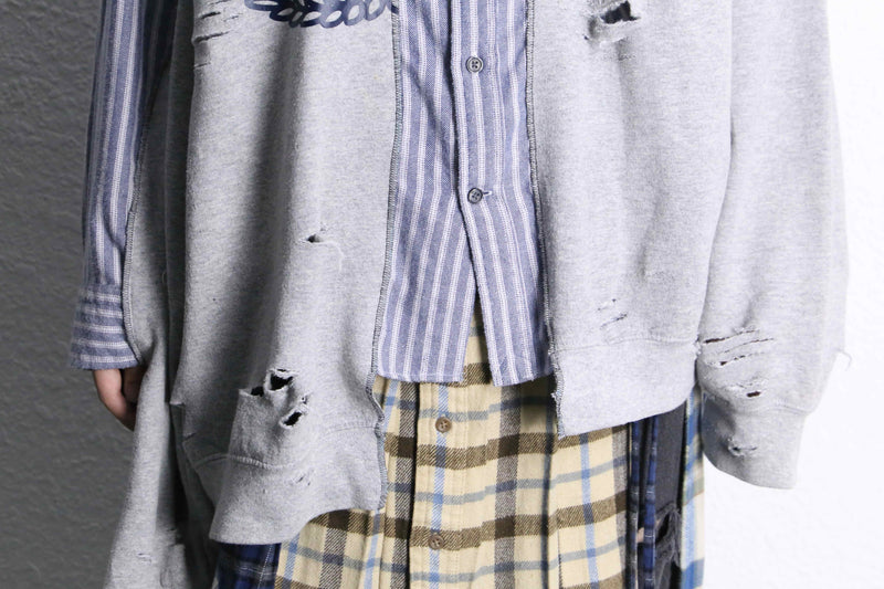"Re:make" asymmetry&destroy sweat docking shirt
