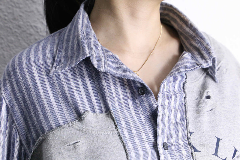 "Re:make" asymmetry&destroy sweat docking shirt