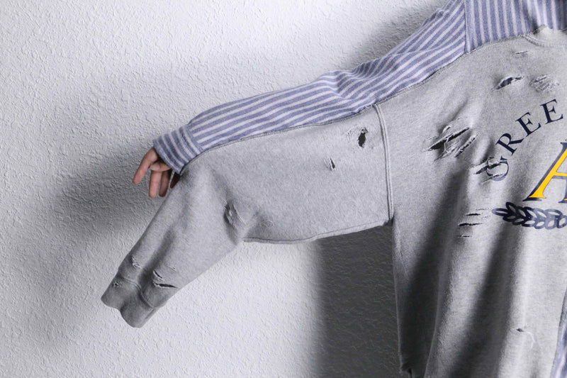 "Re:make" asymmetry&destroy sweat docking shirt