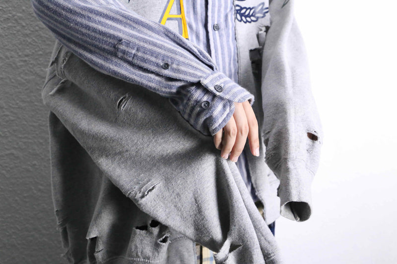"Re:make" asymmetry&destroy sweat docking shirt