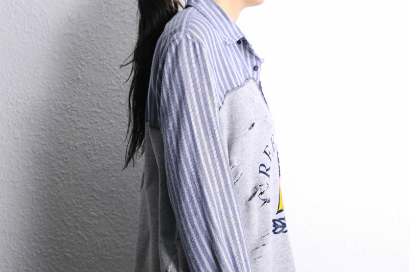 "Re:make" asymmetry&destroy sweat docking shirt