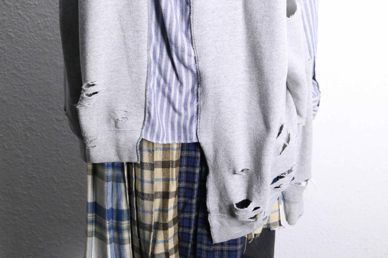 "Re:make" asymmetry&destroy sweat docking shirt