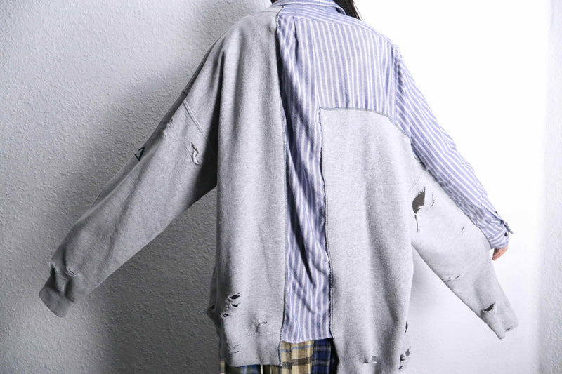"Re:make" asymmetry&destroy sweat docking shirt