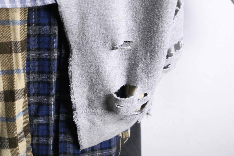 "Re:make" asymmetry&destroy sweat docking shirt