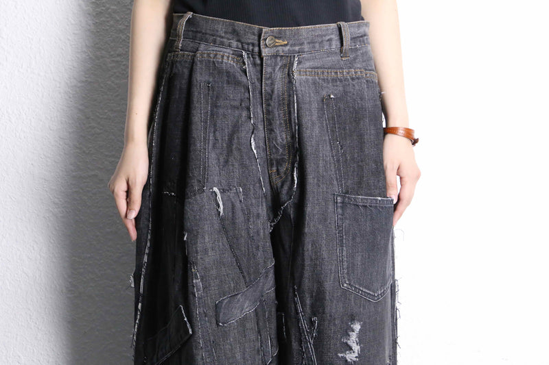 ''Re:make''buggy black denim pants