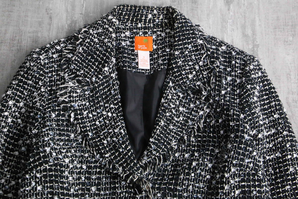 monotone tweed short fringe jacket