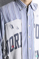 "Re:make" damaged sweat docking stripe shirt