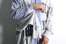 "Re:make" damaged sweat docking stripe shirt