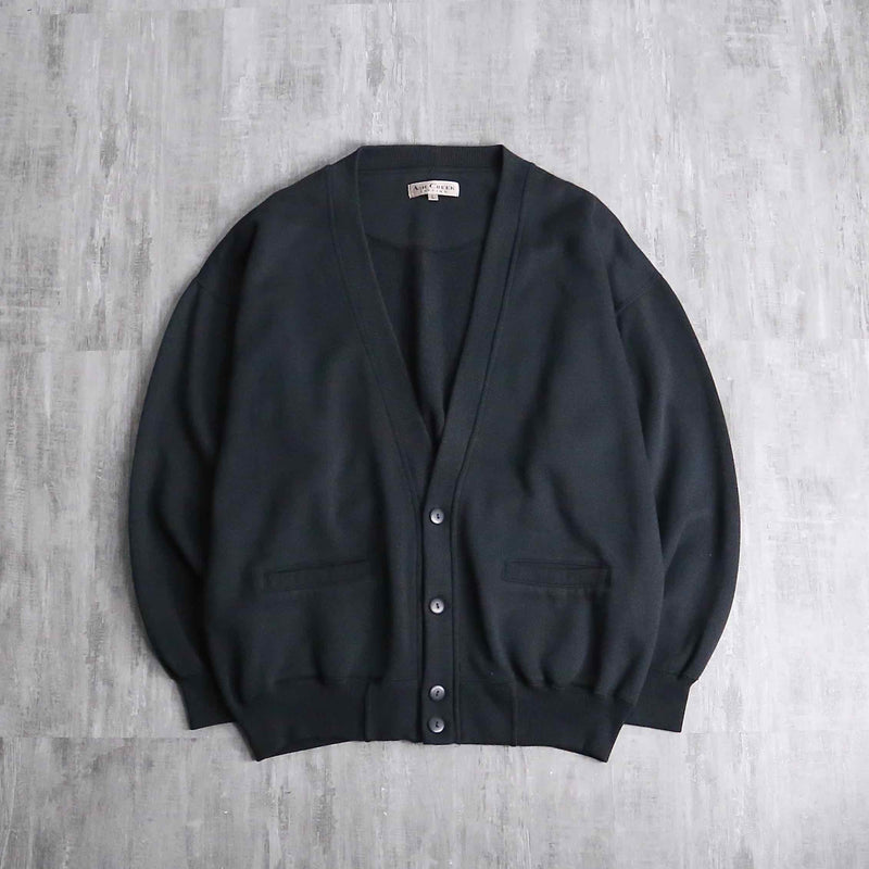 black wide sweat cardigan