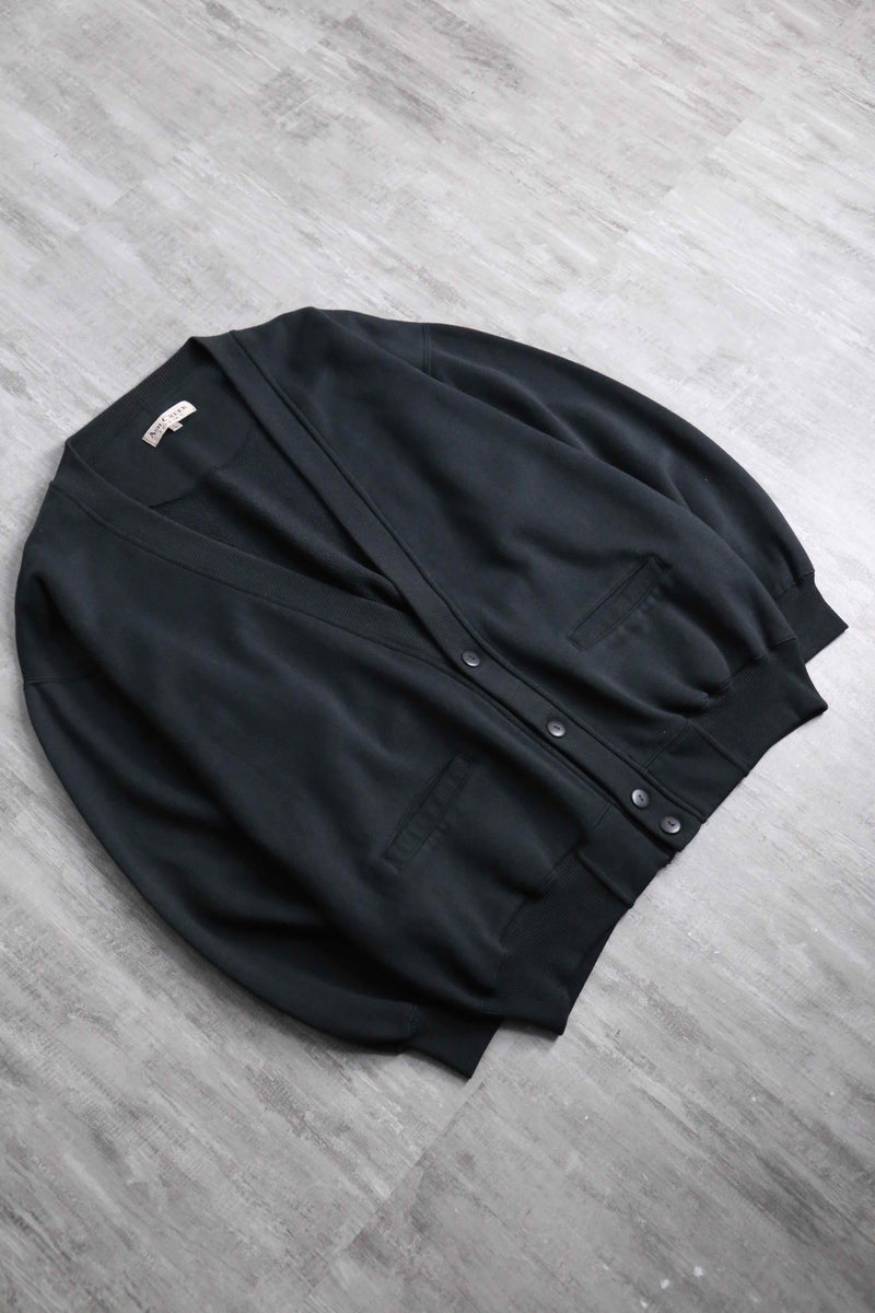 black wide sweat cardigan
