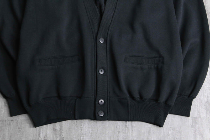 black wide sweat cardigan