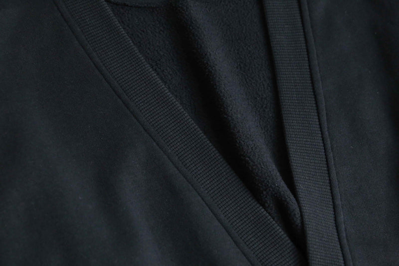 black wide sweat cardigan