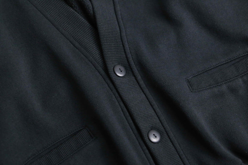 black wide sweat cardigan