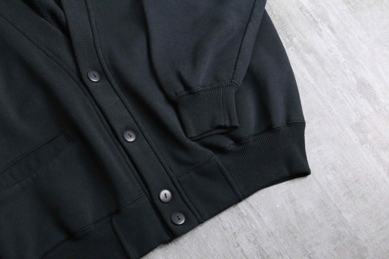 black wide sweat cardigan