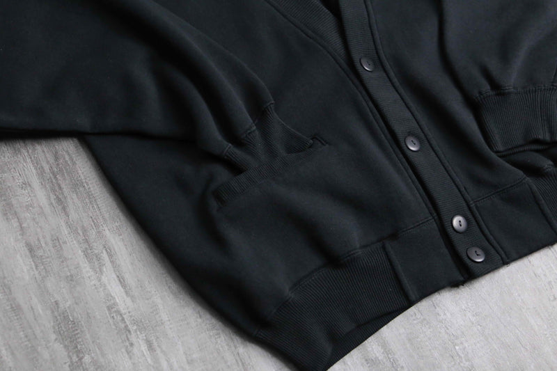 black wide sweat cardigan