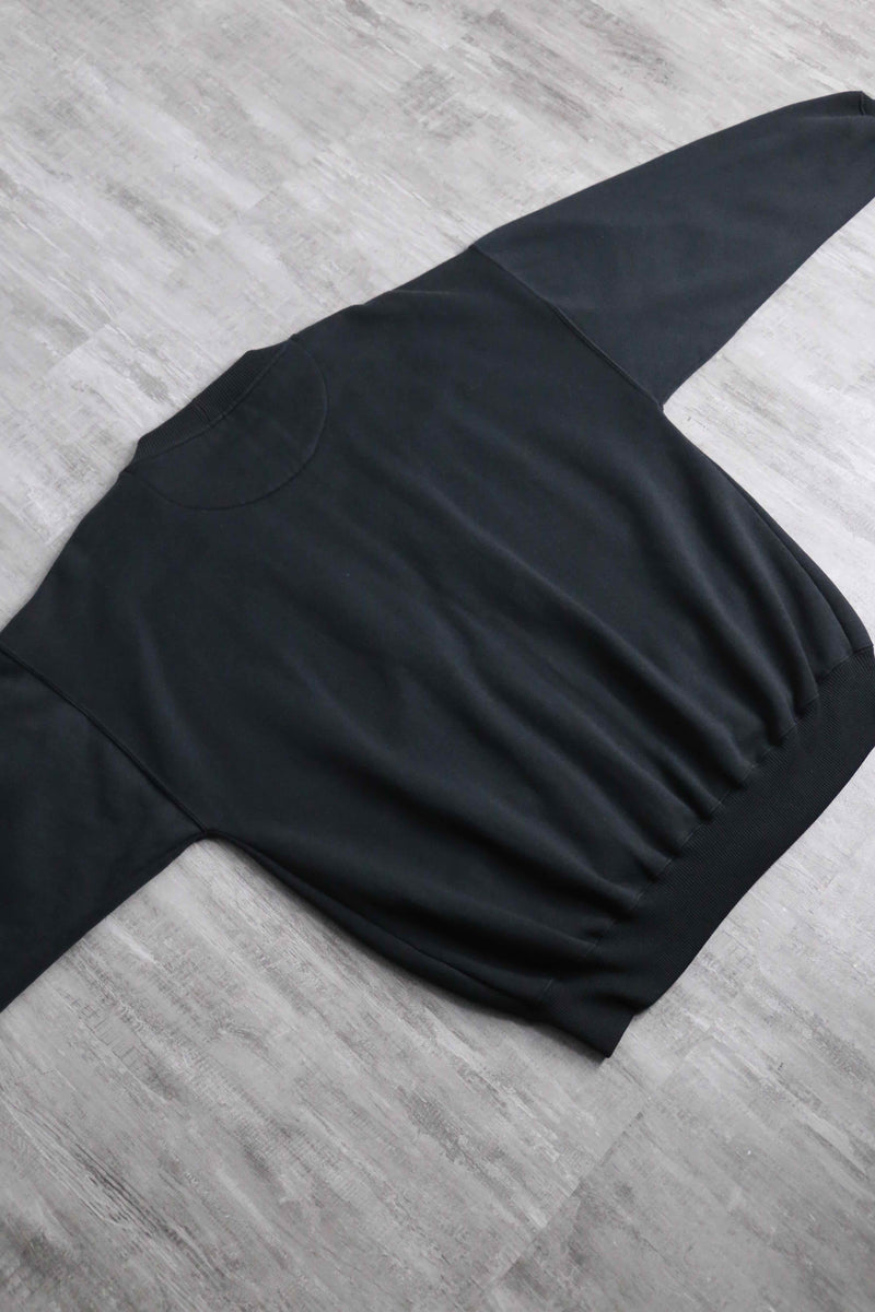 black wide sweat cardigan