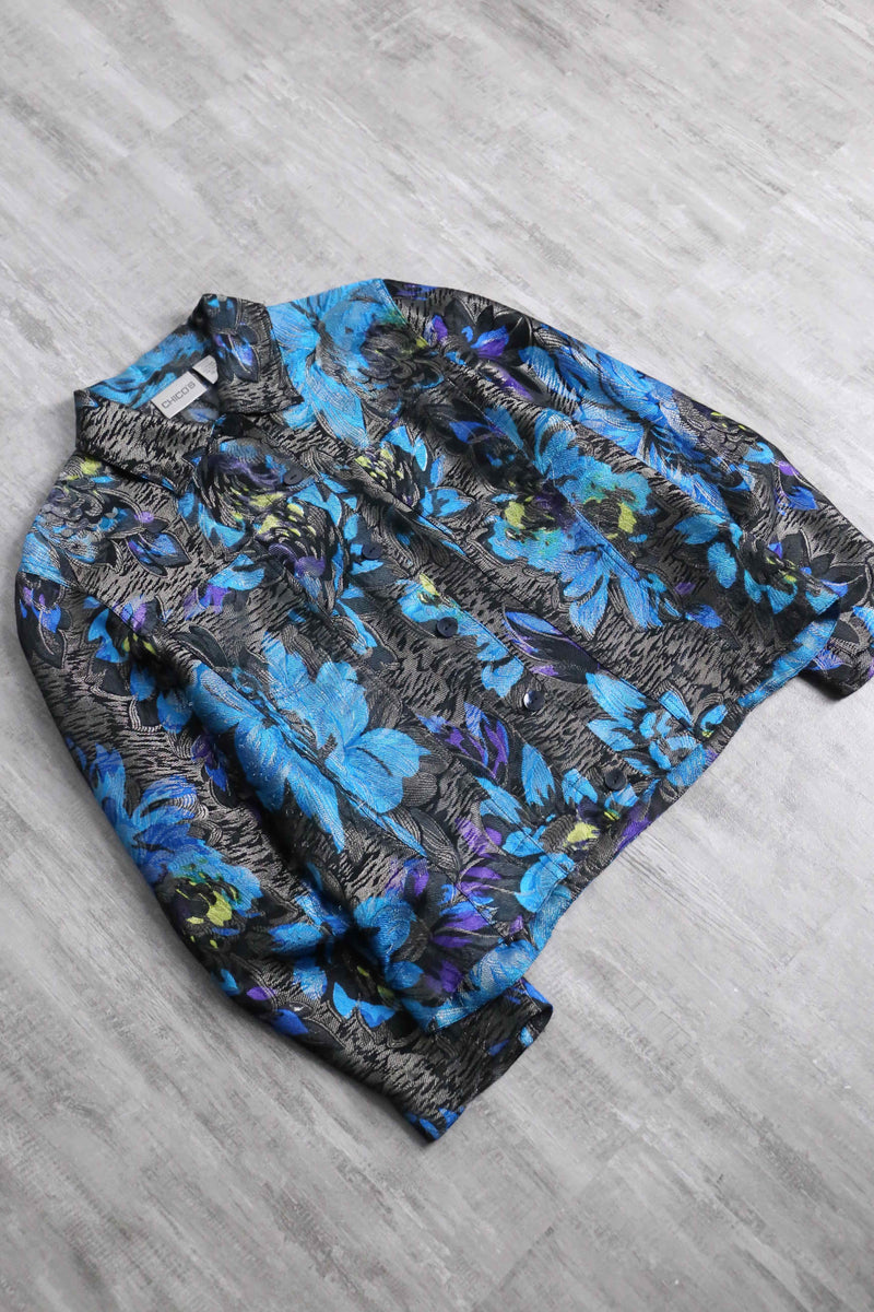 “CHICO’S” flower pattern jacquard short jacket