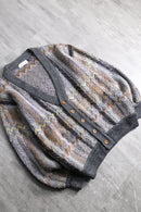 brushed geometric puttern knit cardigan