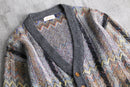 brushed geometric puttern knit cardigan