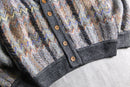brushed geometric puttern knit cardigan