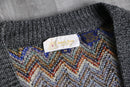 brushed geometric puttern knit cardigan