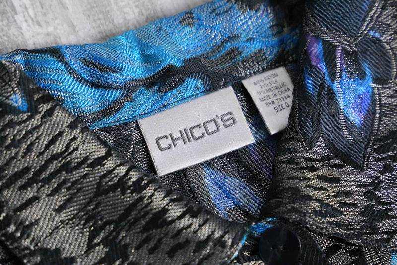 “CHICO’S” flower pattern jacquard short jacket