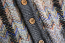 brushed geometric puttern knit cardigan